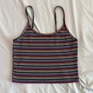 American Eagle Cropped Striped Rainbow Tank